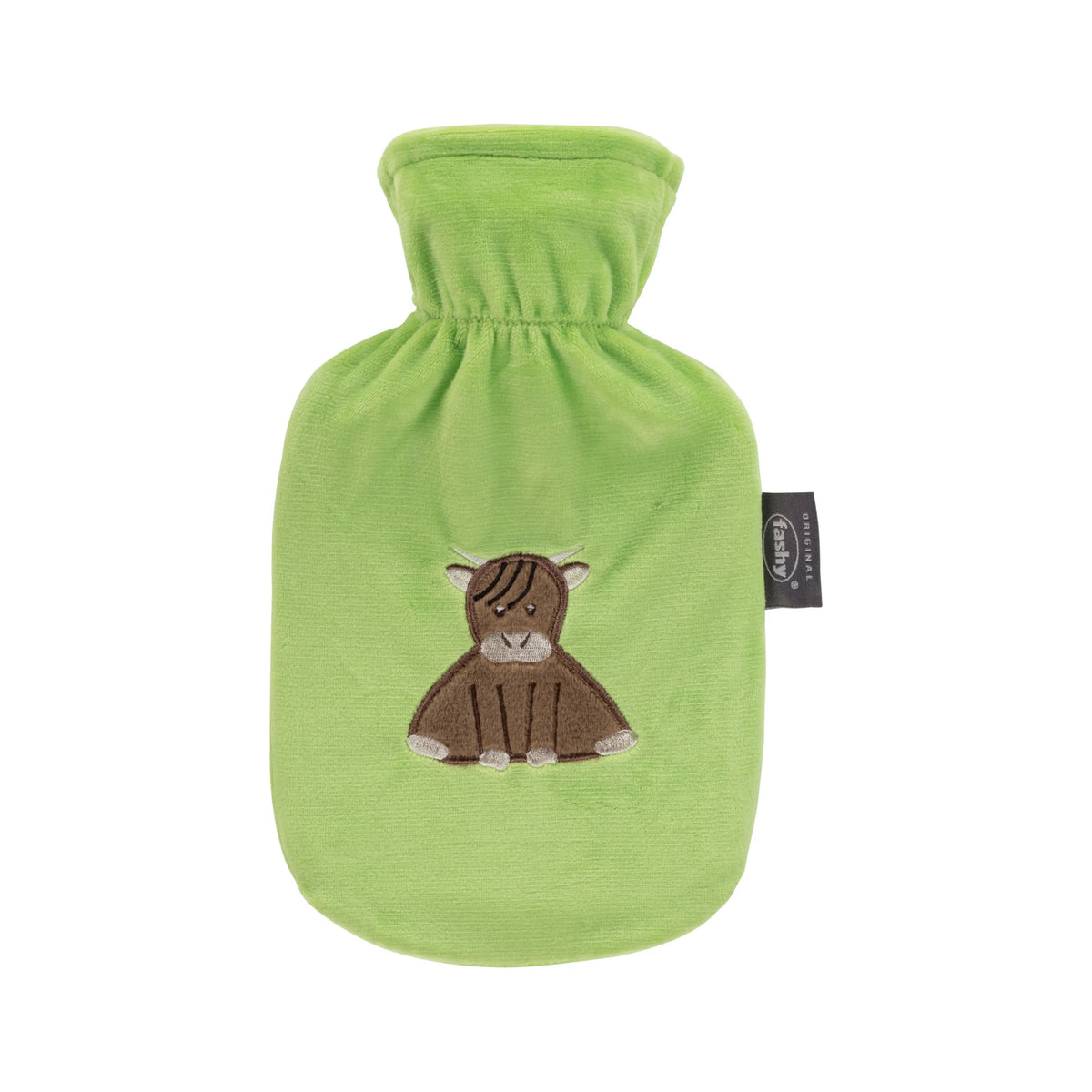 Hot Water Bottle Covered Highland Cow Bright Green 0.8L-FASHY-Matakana Pharmacy