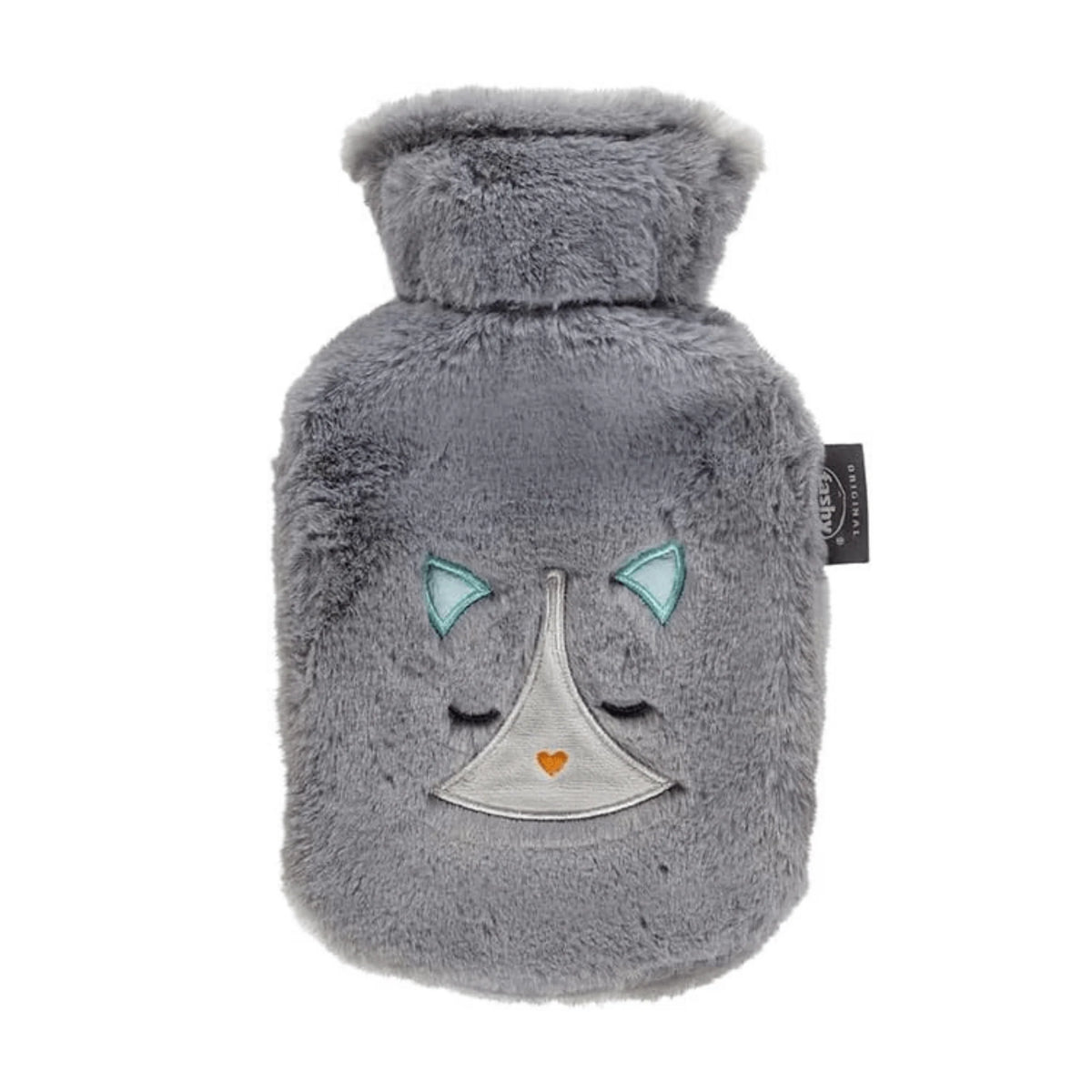 Hot Water Bottle Cover Kitten Furry Grey 0.8L-FASHY-Matakana Pharmacy