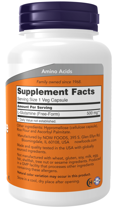 L-Glutamine 500mg 120s-NOW Supplements-Matakana Pharmacy