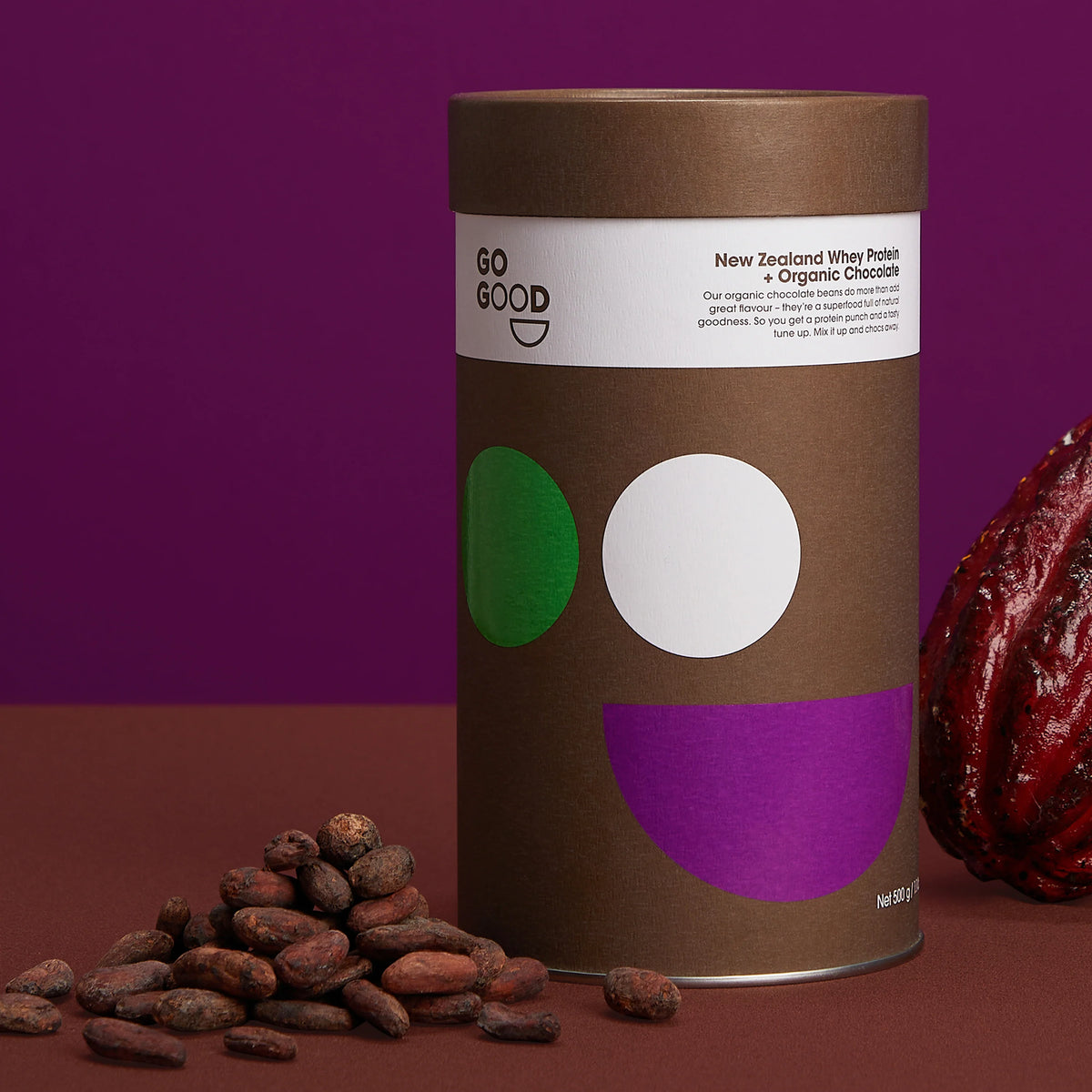 Whey Protein Powder + Organic Chocolate 1kg-Go Good-Matakana Pharmacy