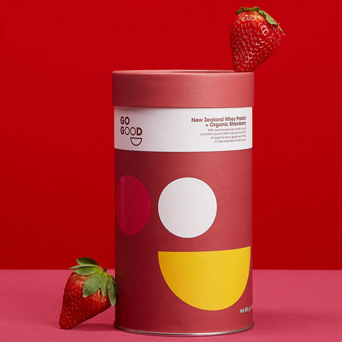 Whey Protein Powder + Organic Strawberry 1kg-Go Good-Matakana Pharmacy