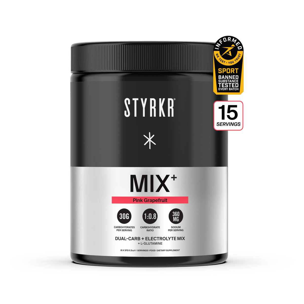 Styrkr Energy Drink Mix MIX+ Pink Grapefruit Dual-Carb - 926g tub