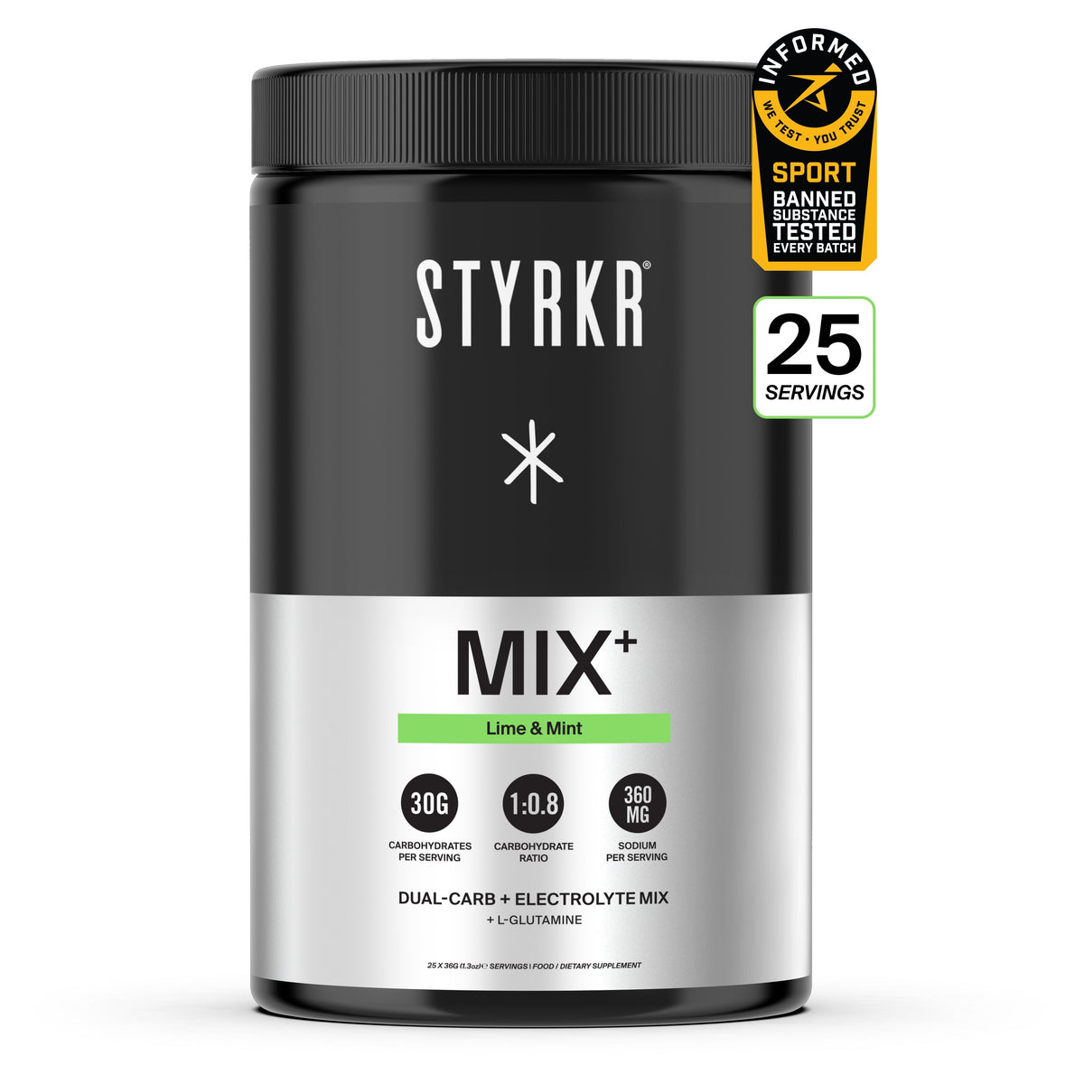 Styrkr Energy Drink Mix MIX+ Lime & Mint Dual-Carb - 537g tub