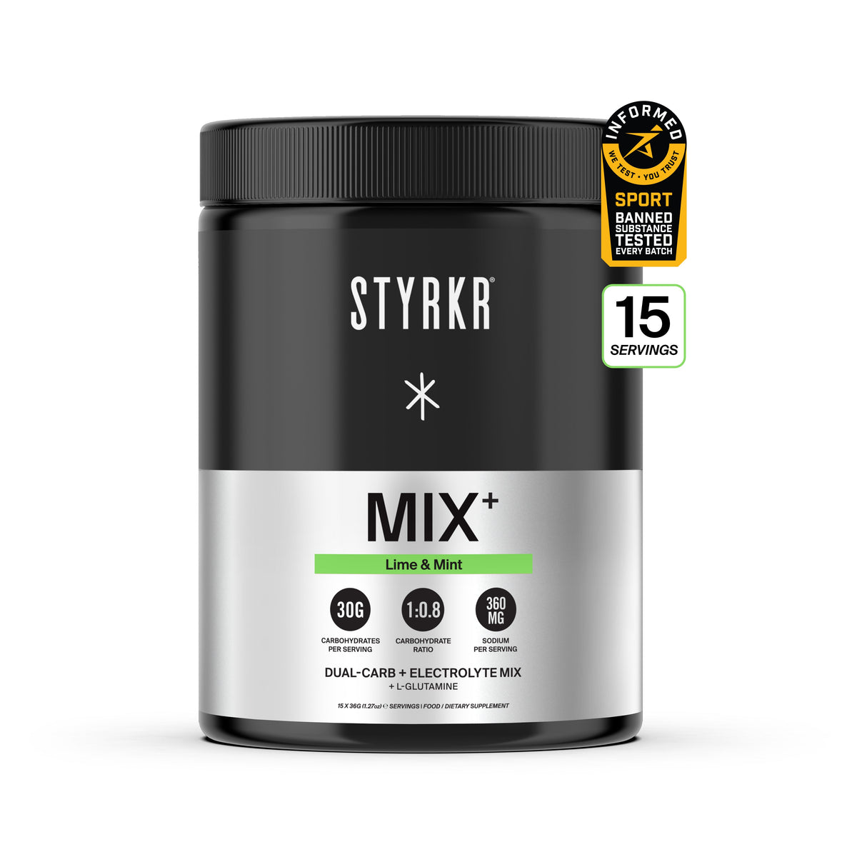 Styrkr Energy Drink Mix MIX+ Lime & Mint Dual-Carb - 537g tub