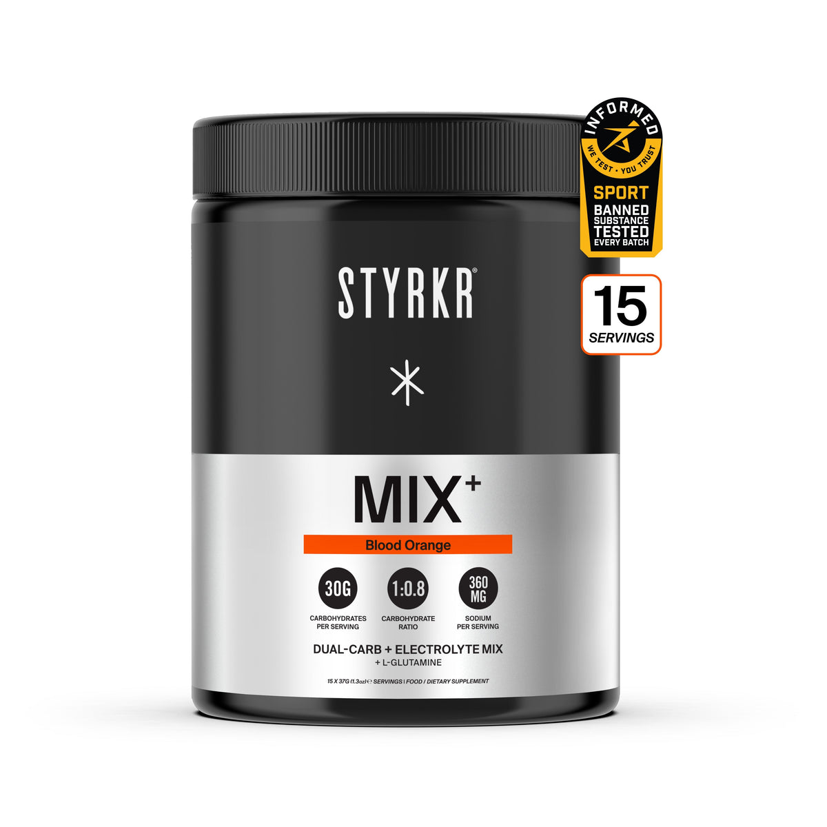 Styrkr Energy Drink Mix MIX+ Blood Orange Dual-Carb - 555g tub