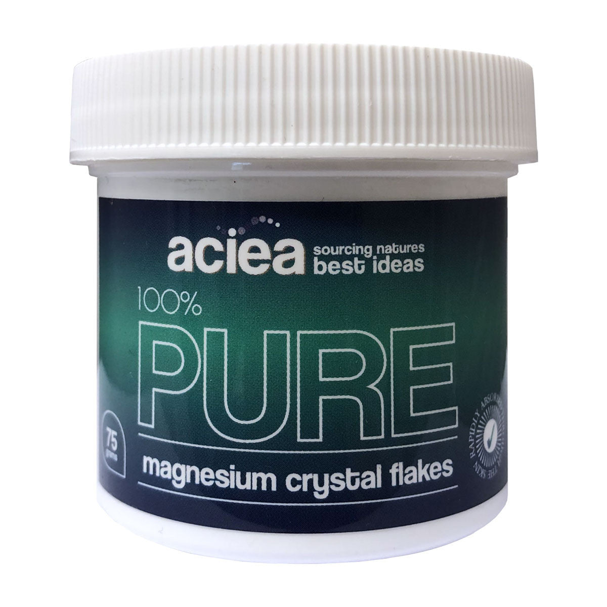 Image of container of 100% Pure Magnesium Crystal Flakes 75g