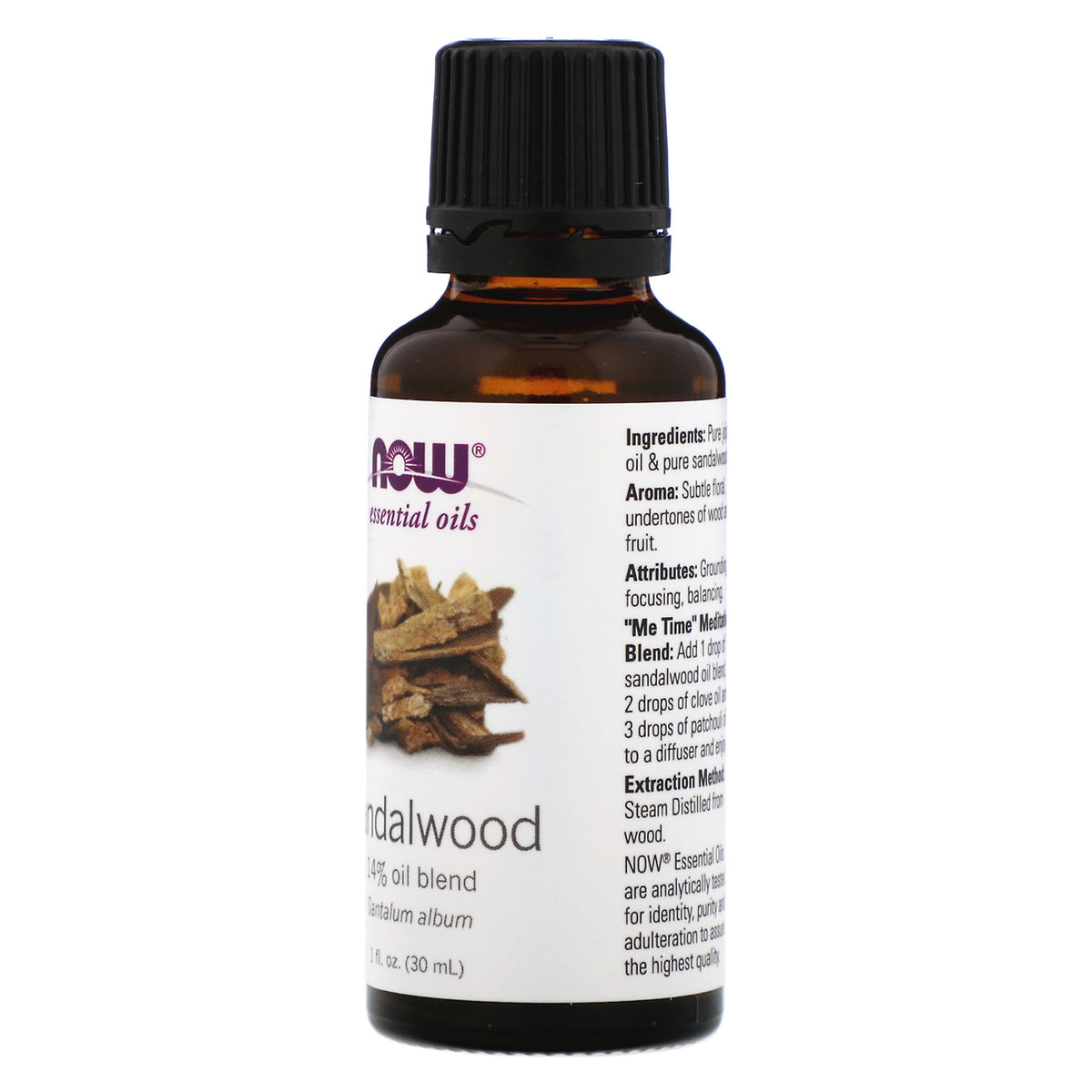 NOW Ess Oil 14% Sandalwood 30ml, front of the pack