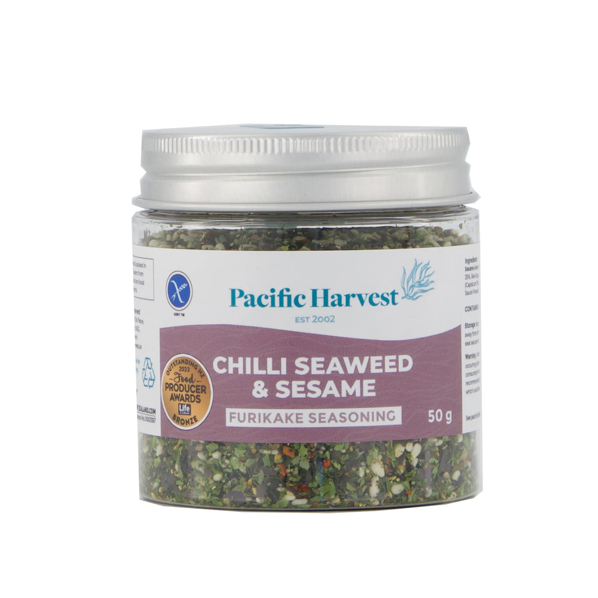 Pacific Harvest Chilli Seaweed & Sesame Seasoning 50g, front of pack
