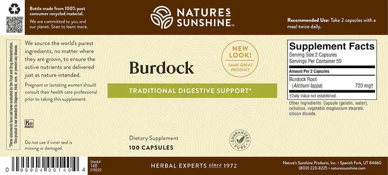Burdock 100 Capsules-Matakana Pharmacy