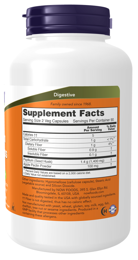 Image of Psyllium Husk 700mg + Pectin 180caps supplement facts