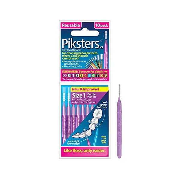 PIKSTERS Interdental Brush Size 1 Prpl 10pk-Piksters-Matakana Pharmacy
