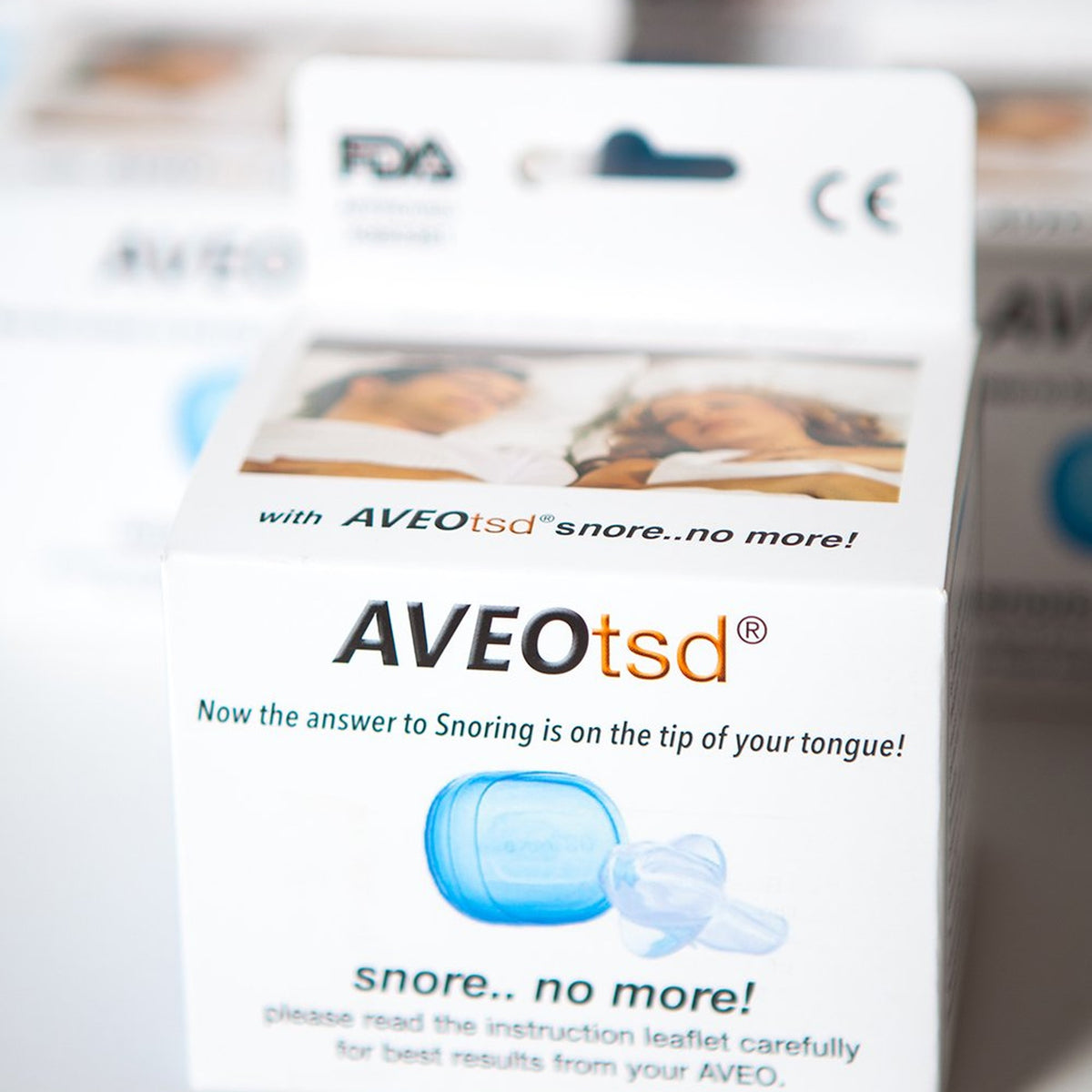 The Aveo TSD retail box on a pharmacy shelf