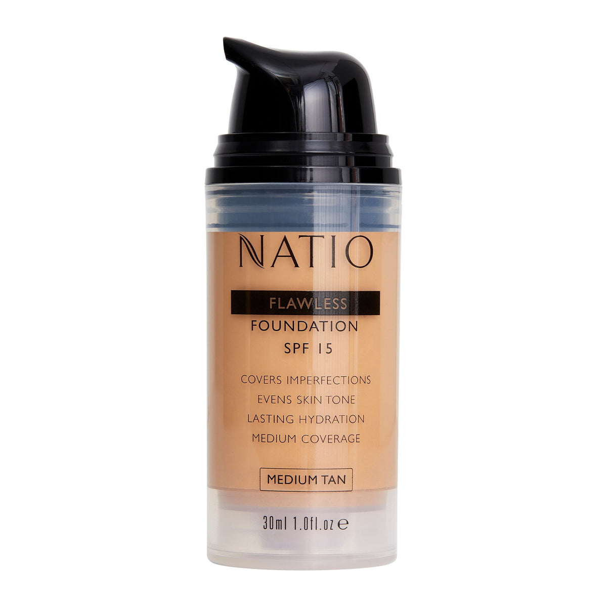 Flawless Fdn SPF15 Med Tan by Natio, product shot