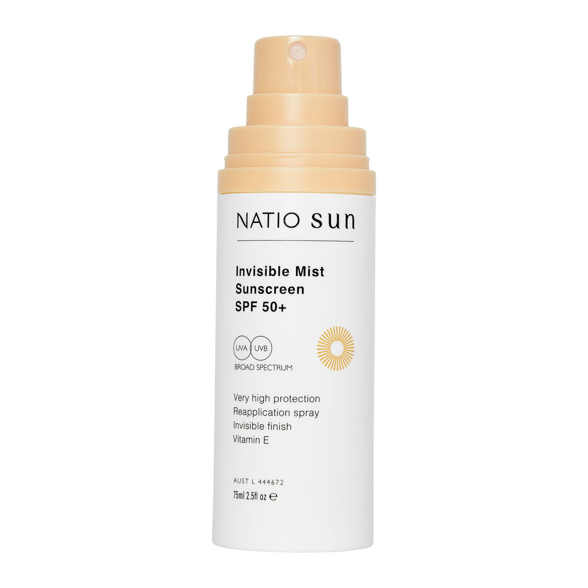 Invisible Mist SunScreen SPF 50+ 75ml by Natio, product shot