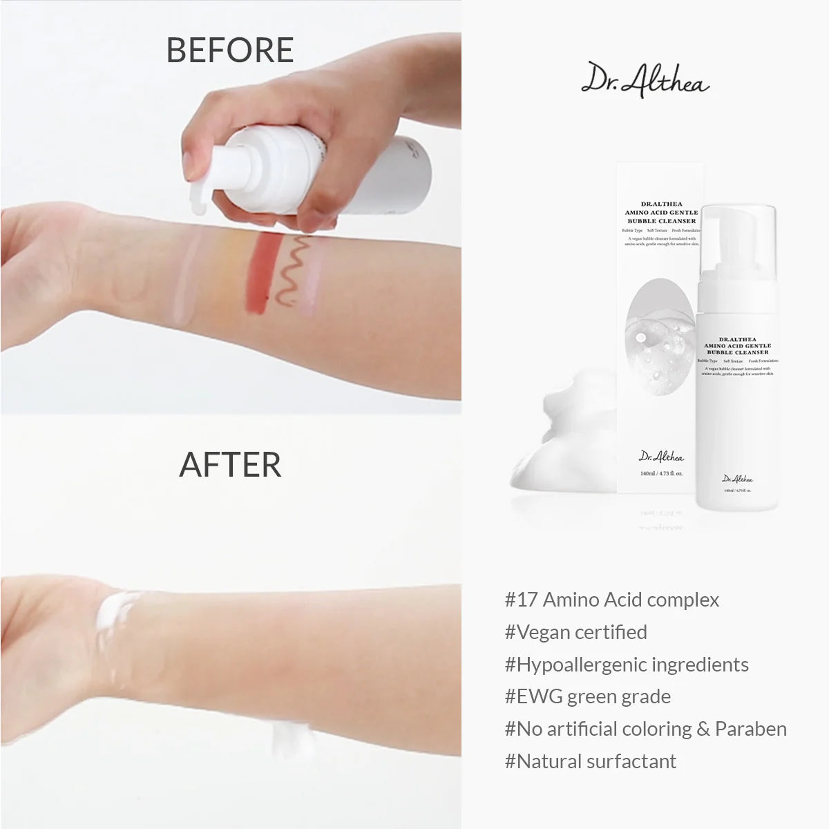 Amino Acid Gentle Bubble Cleanser 140ml-Dr. Althea-Matakana Pharmacy