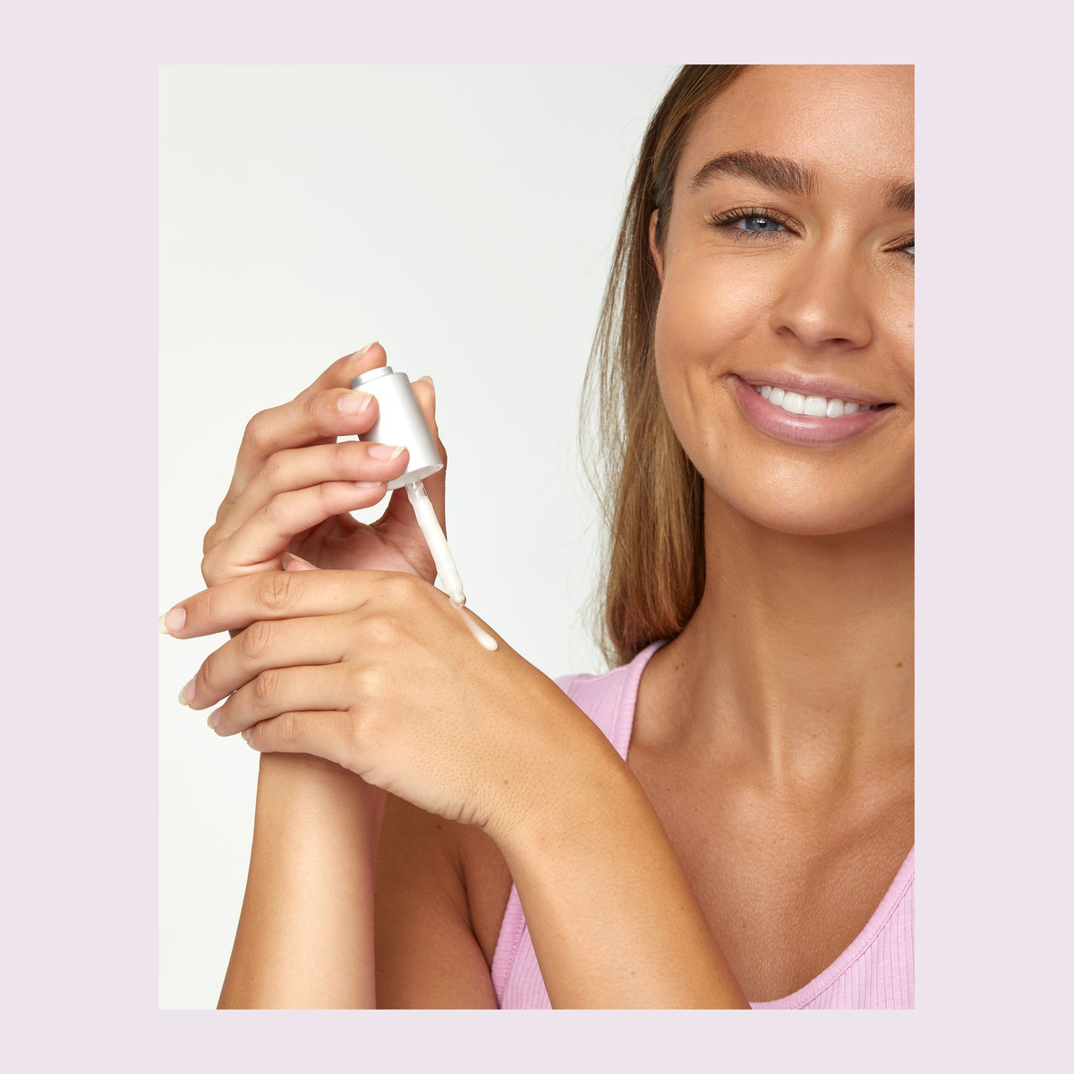 Natio Rosewater Antioxidant Serum 30ml shown in use