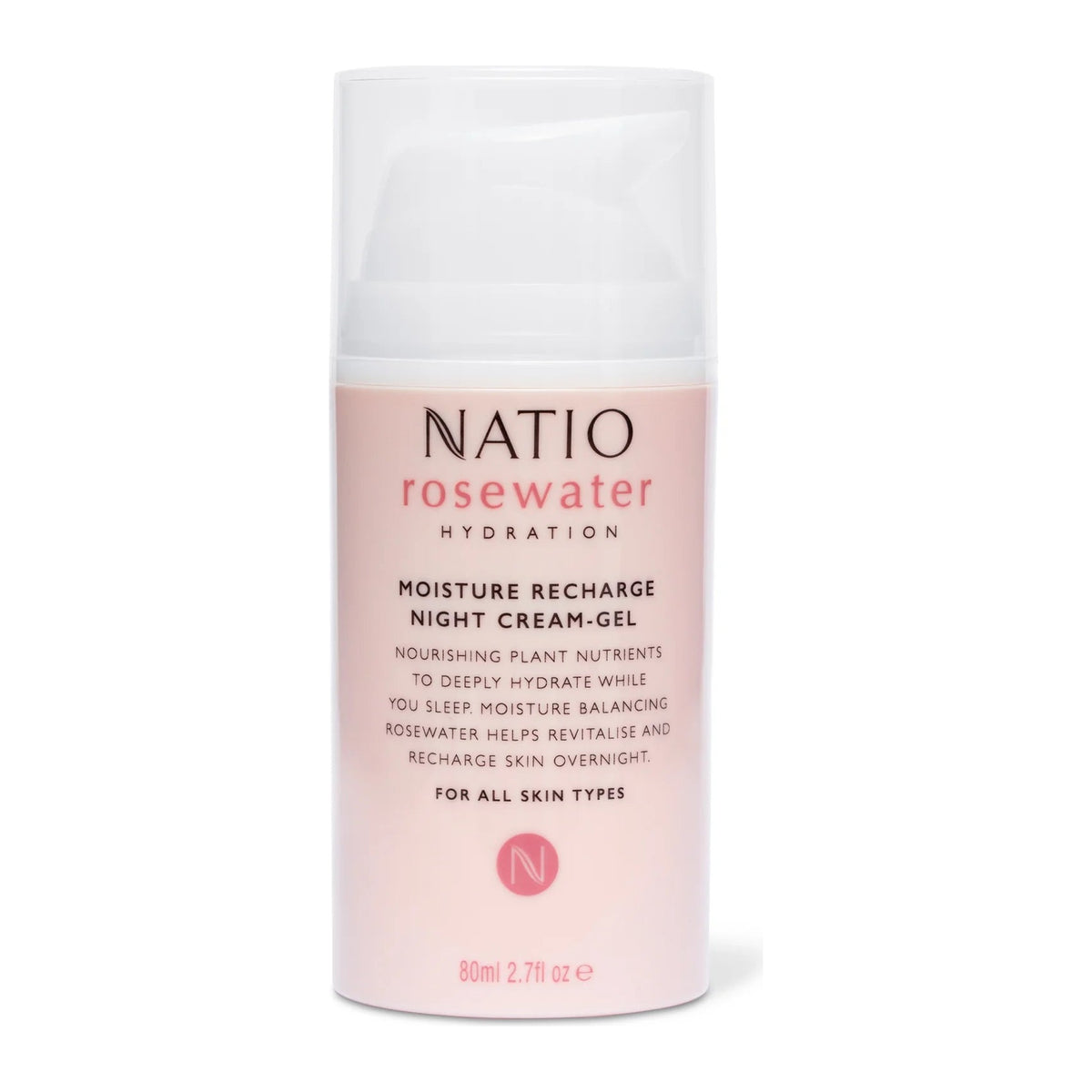 Rosewater Rech. Night Cr 80ml by Natio, front of pack