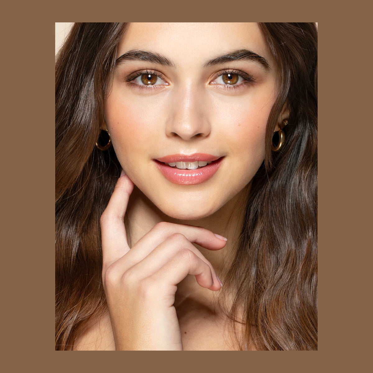 Natio Tinted Brow Gel Dark Brown shown in use