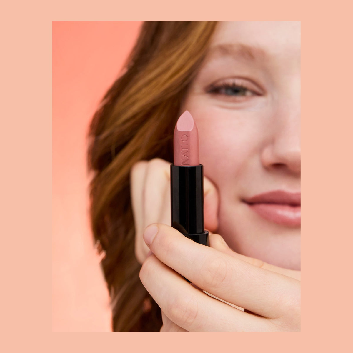 Natio Naturally Nude Lip Colour Chai shown in use