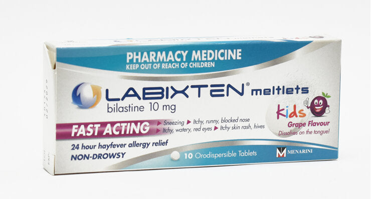 Labixten Melts for Kids bilastine 10mg, pack of 10 orally dispersible tablets