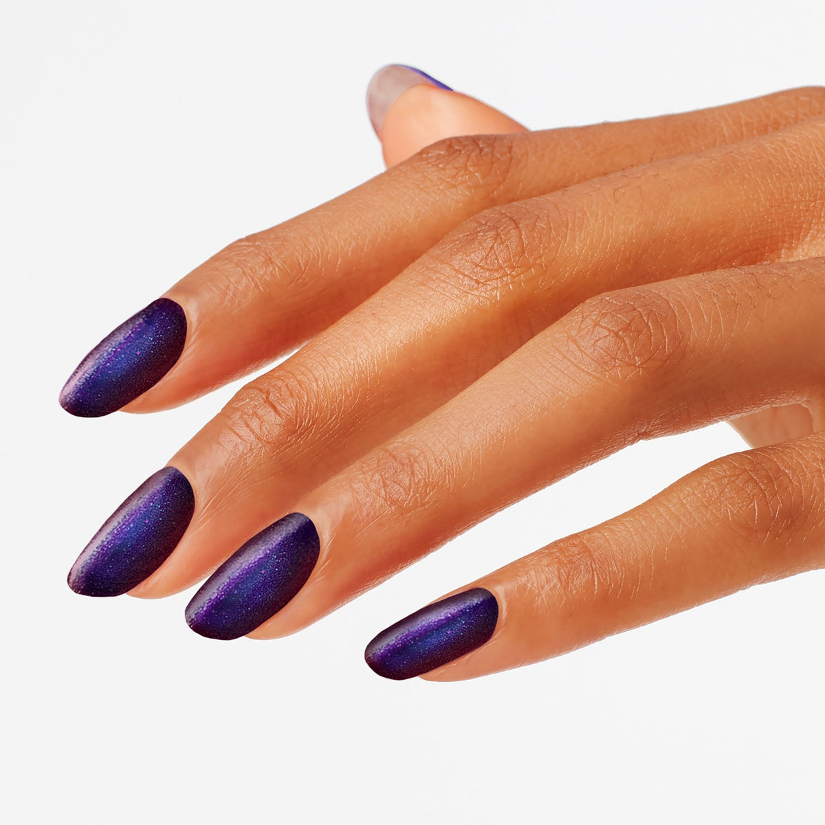 A manicure painted in OPI Abstract After Dark
