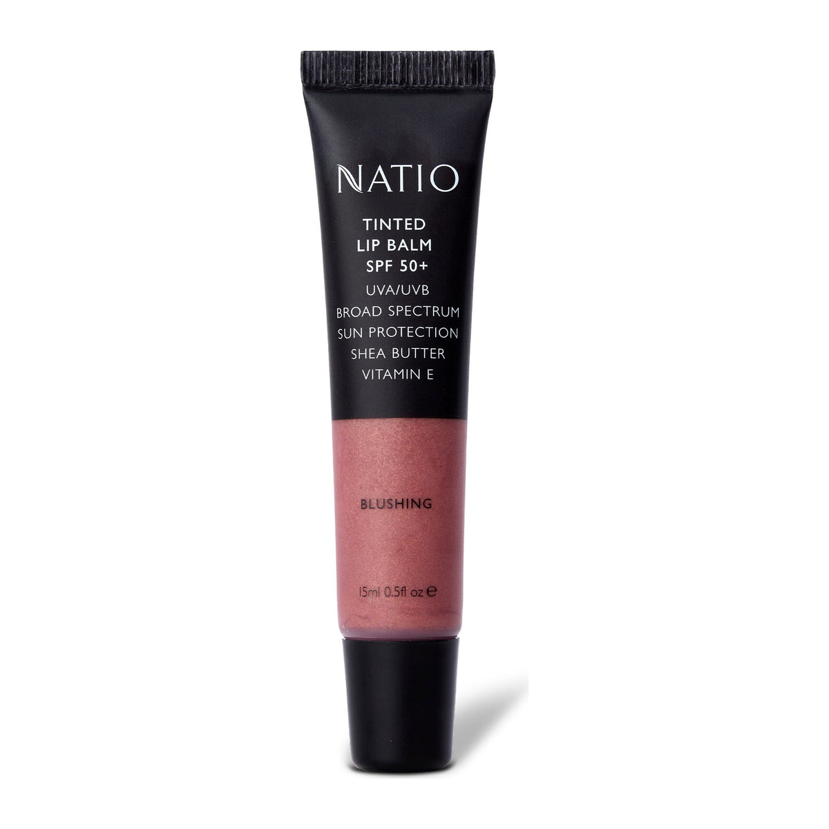 Tinted Lip Balm SPF50+ Blush 15ml by Natio, front of pack