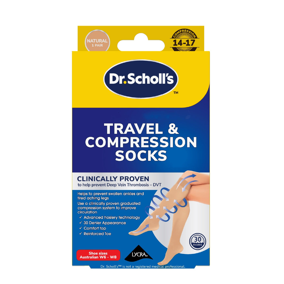 Dr Scholl's Travel and Compression Socks Natural - Small