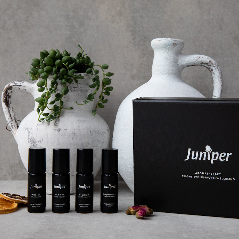 Aromatherapy Cognitive Support + Wellbeing Collection 4x10ml-Juniper Organic Skincare-Matakana Pharmacy
