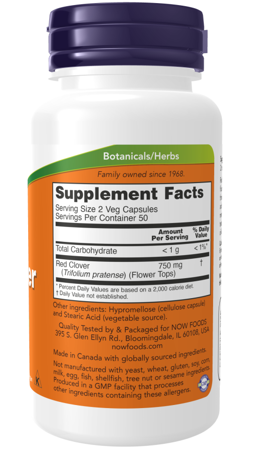 Image of Red Clover 375mg 100caps supplement facts