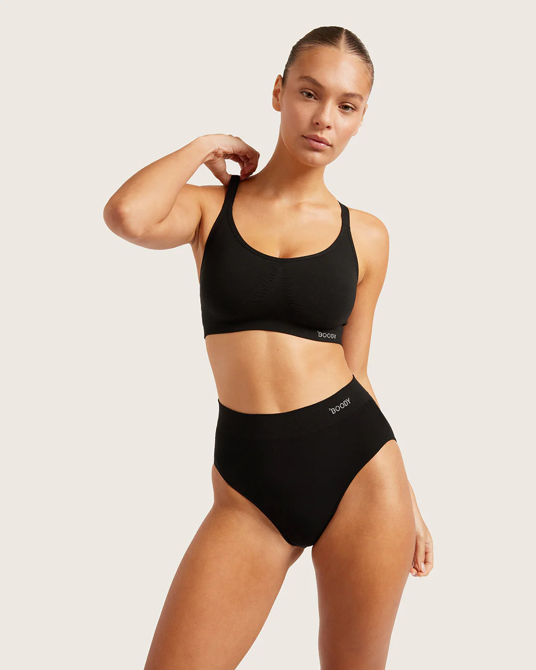 Racerback Bra Black Medium-BOODY Organic Bamboo Wear-Matakana Pharmacy