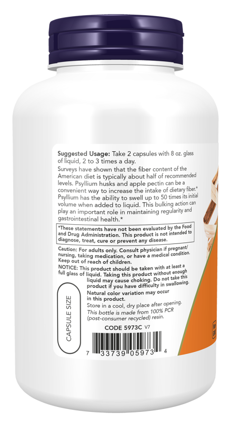 Image of Psyllium Husk 700mg + Pectin 180caps suggested usage