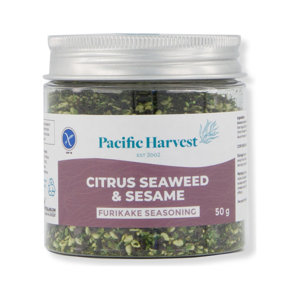 Pacific Harvest Citrus Seaweed & Sesame Seasoning 50g, front of pack