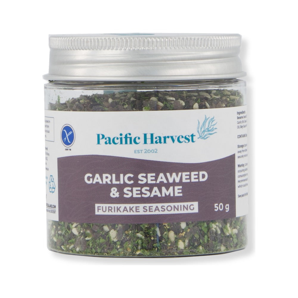 Pacific Harvest Garlic Seaweed & Sesame Seasoning 50g, front of pack