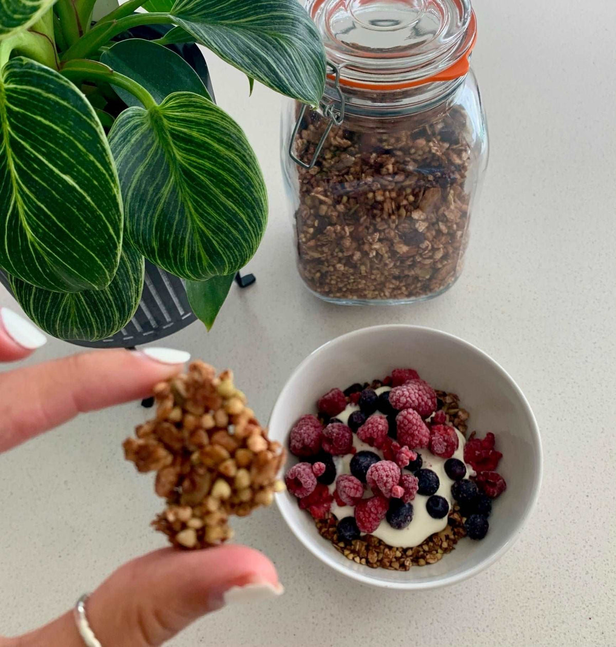 A breakfast bowl seasoned with kelp