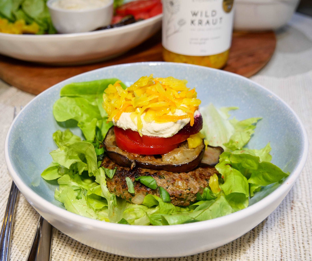 A burger seasoned with kelp