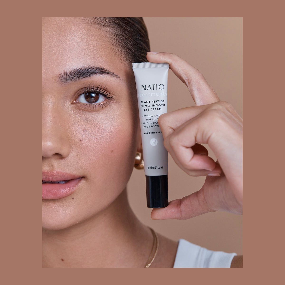 Natio Treatment Plant Peptide Firm&Smooth Eye Cream 16ml shown in use