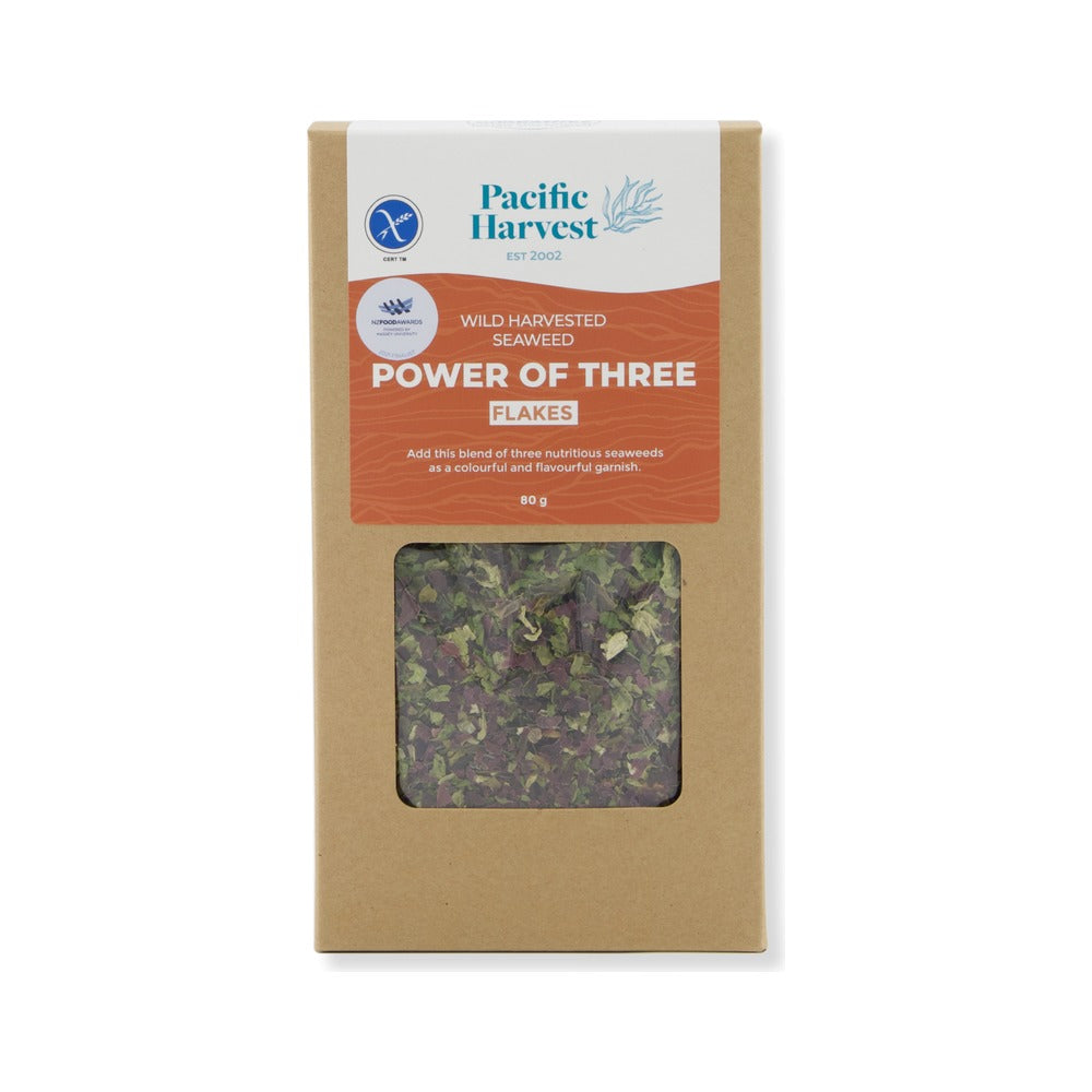 Pacific Harvest Power of Three Flakes 80g, front of pack