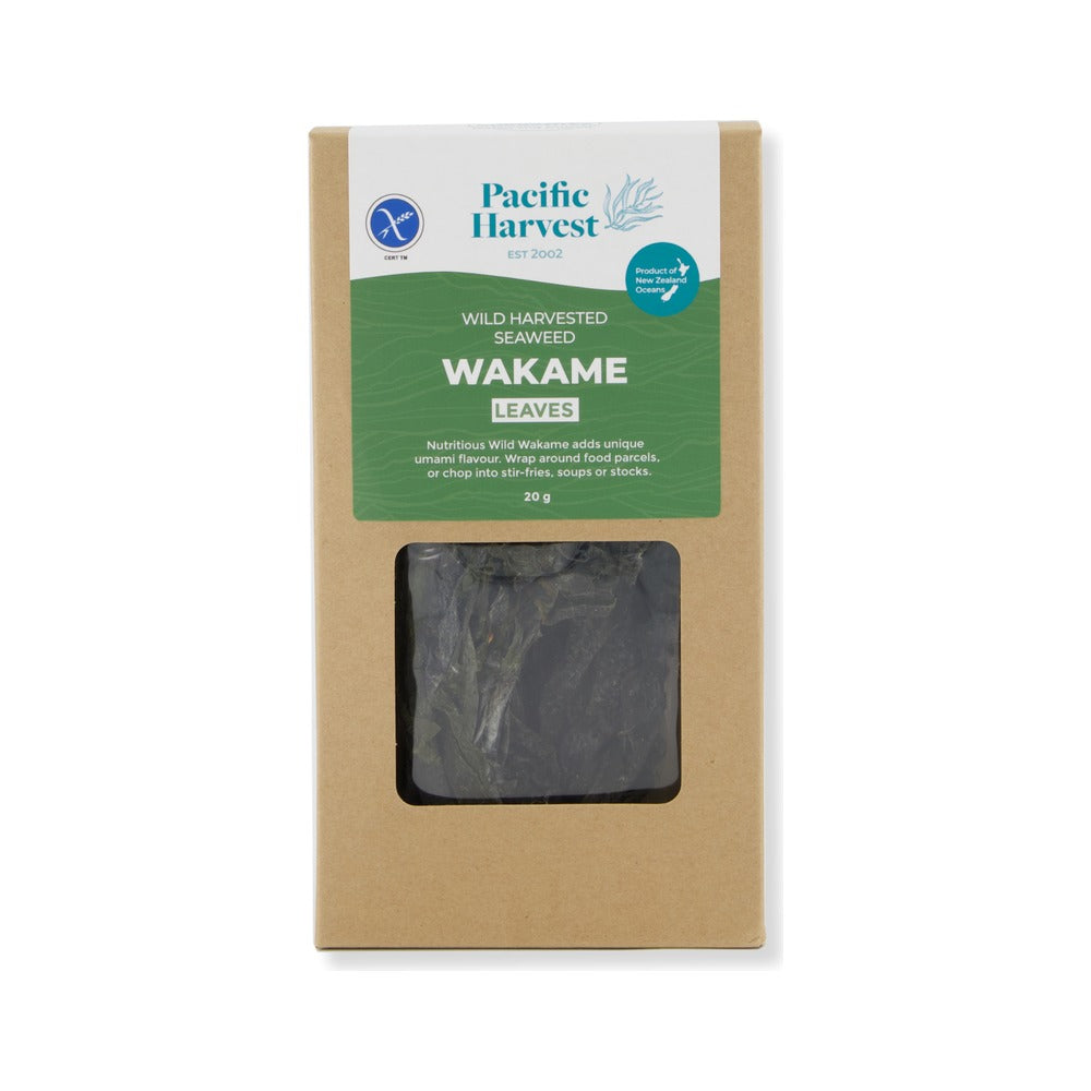Pacific Harvest Wakame Leaves Wild 20g, front of pack
