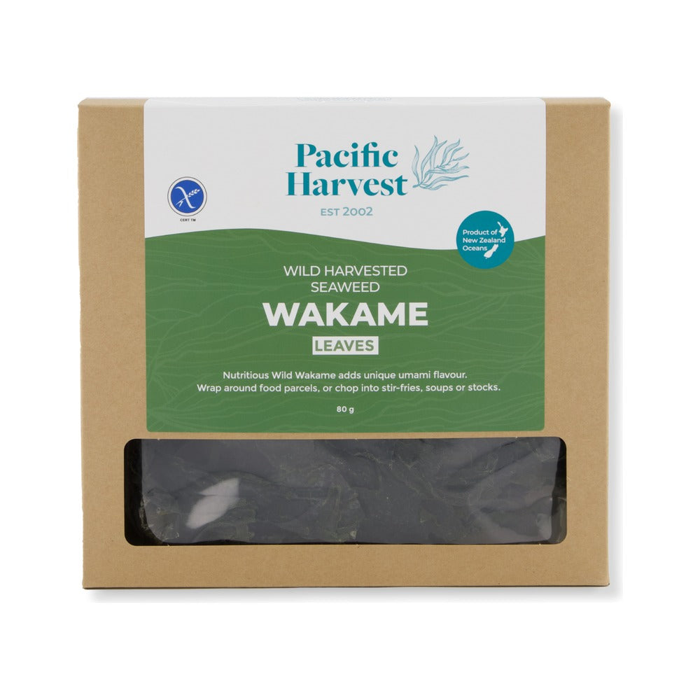 Pacific Harvest Wakame Leaves Wild 80g, front of pack