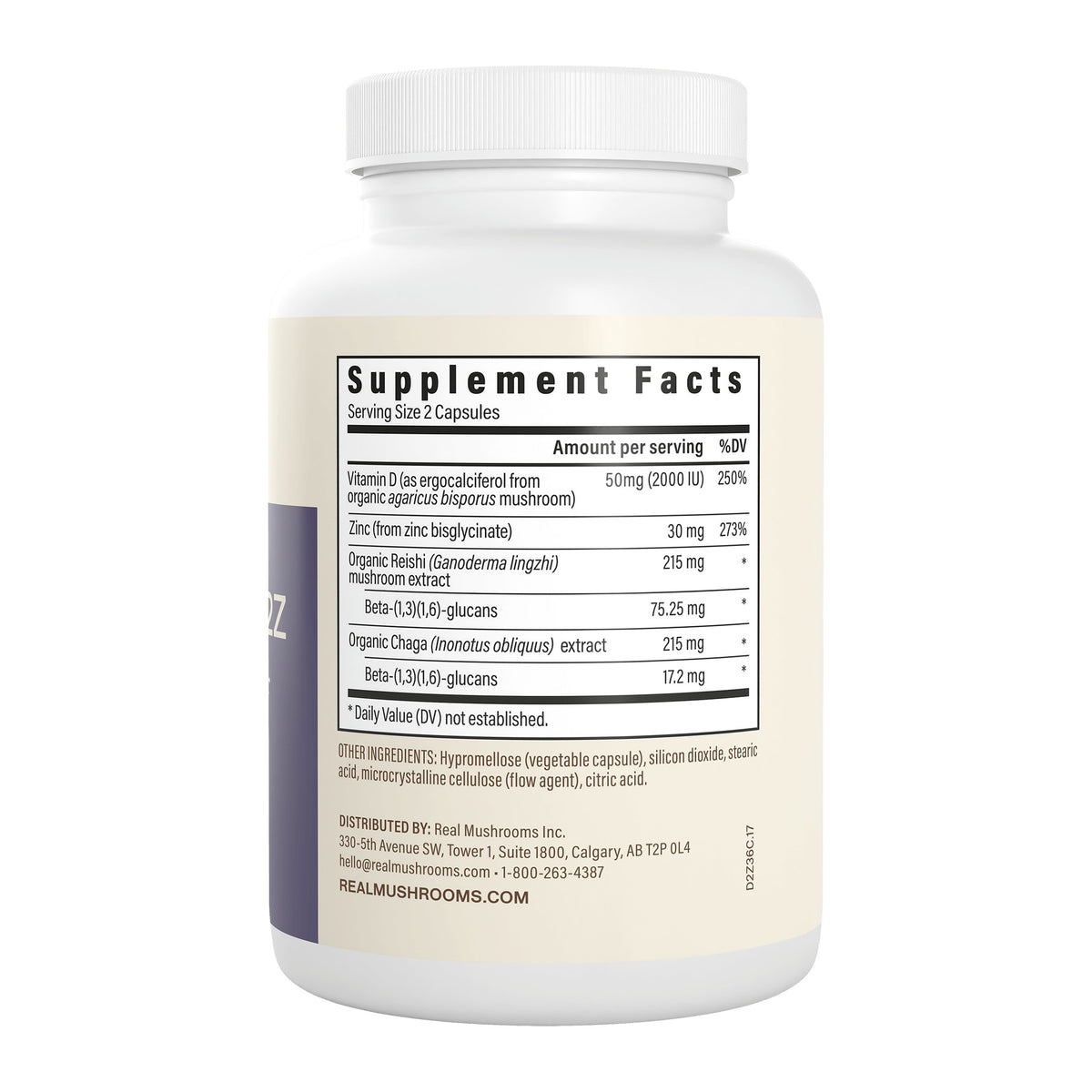 Mushroom D2 120 Capsules by Real Mushrooms