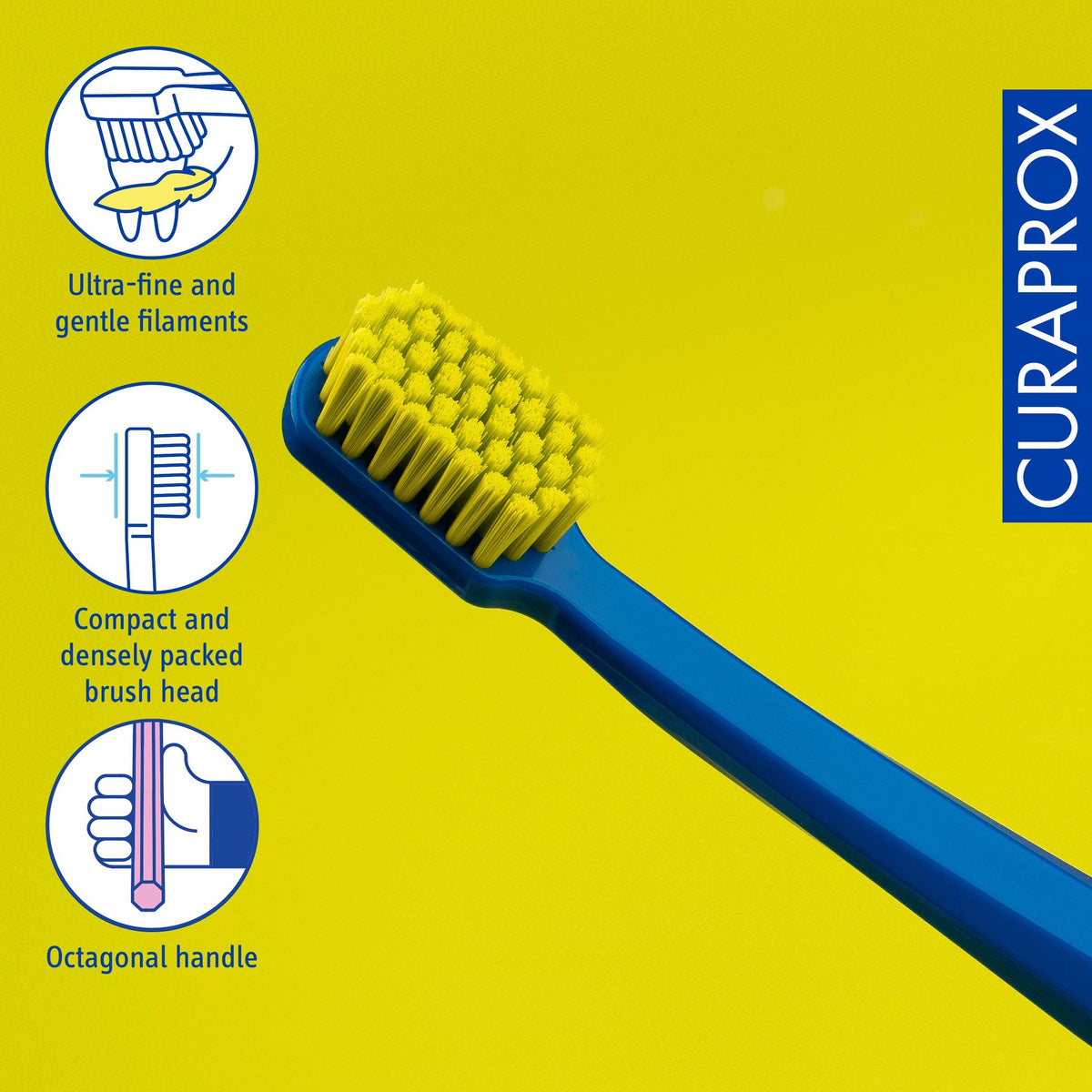 Close-up of the dense filament head of the Curaprox CS 5460