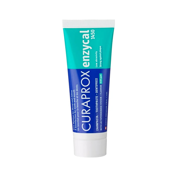 Curaprox Enzycal 1450 toothpaste 75ml, front of tube