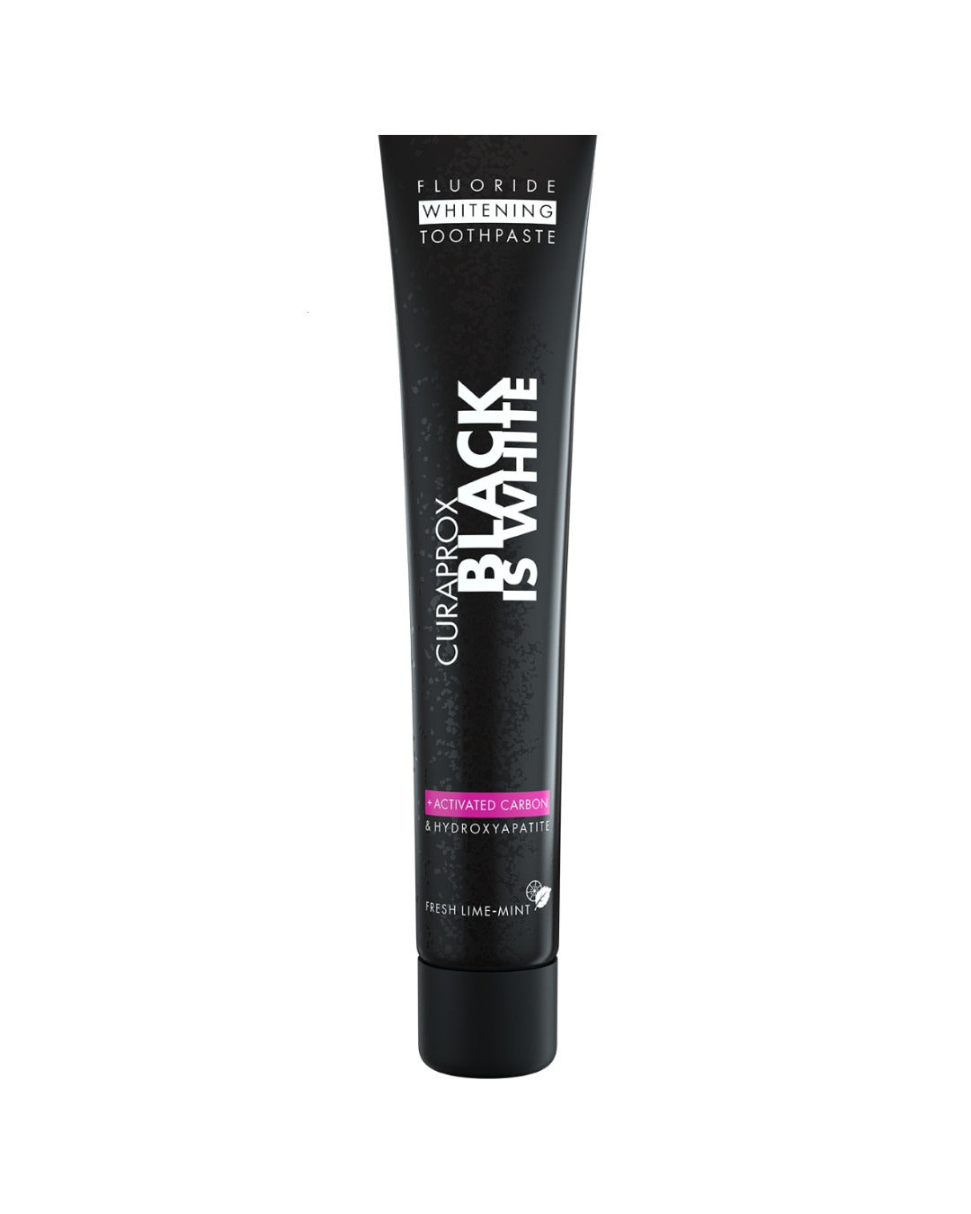 Curaprox Black is white toothpaste 90ml, front of tube on white