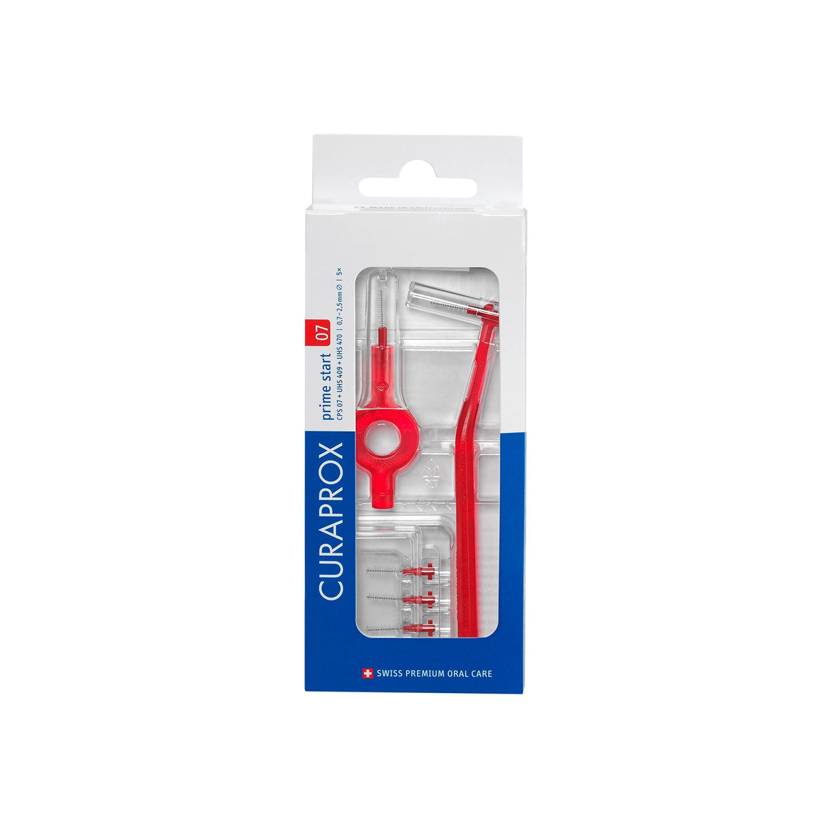 Curaprox CPS 07 prime start interdental brush set in its blister pack