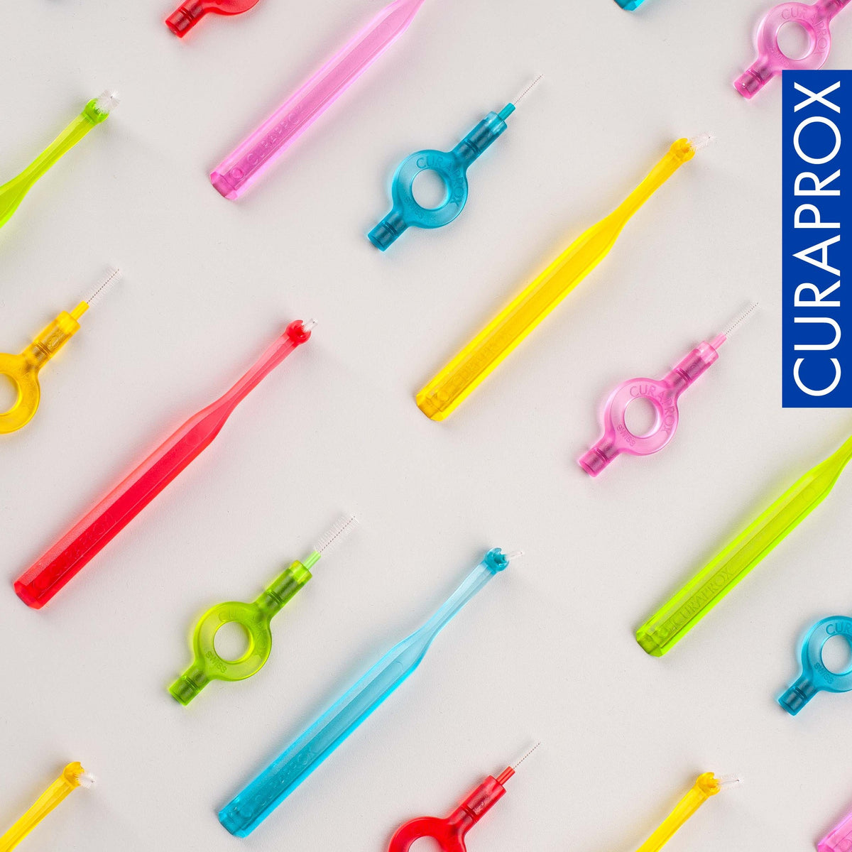 Curaprox interdental brushes and holders in the full size range