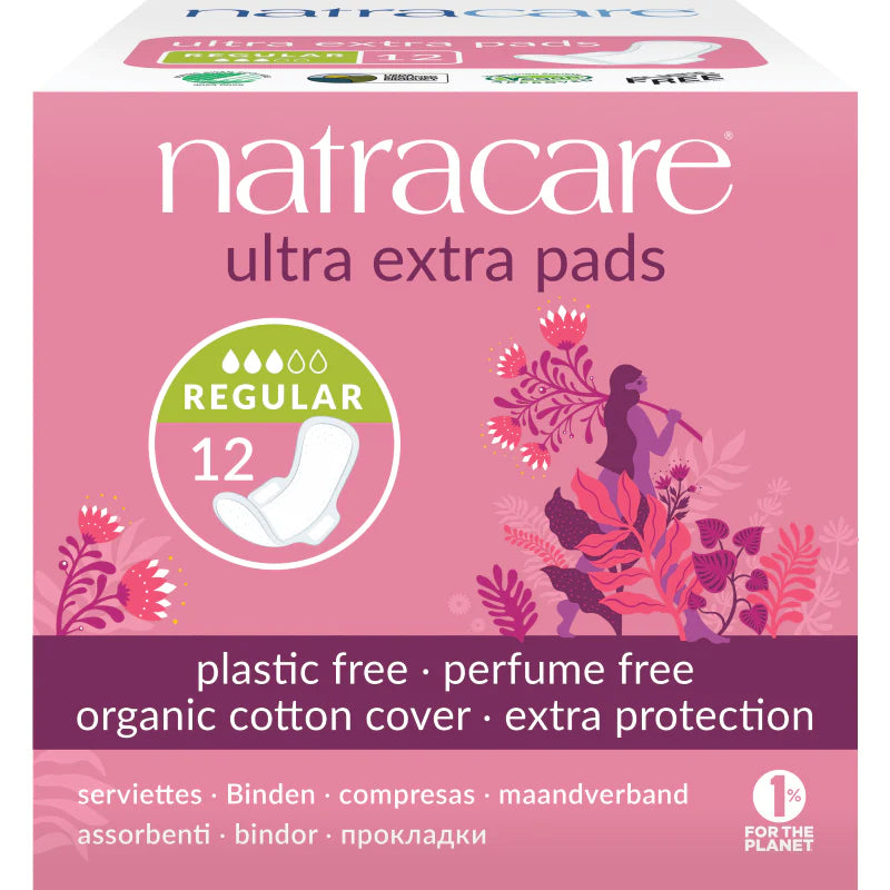 Ultra Extra Pads with Wings Regular 12 Pack-Natracare-Matakana Pharmacy