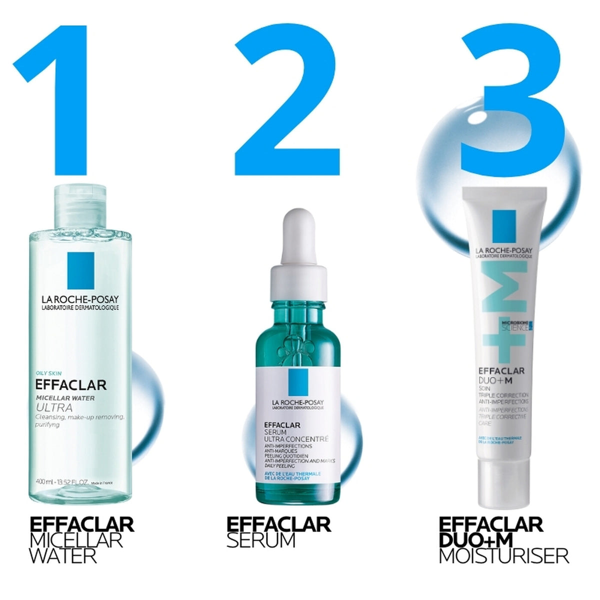 Effaclar Micellar Water 400ml shown with usage information