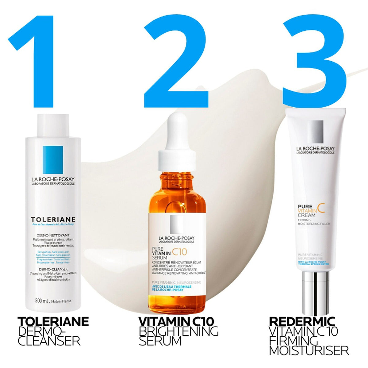 Redermic Vitamin C Firming Moisturiser 40ml shown with usage information