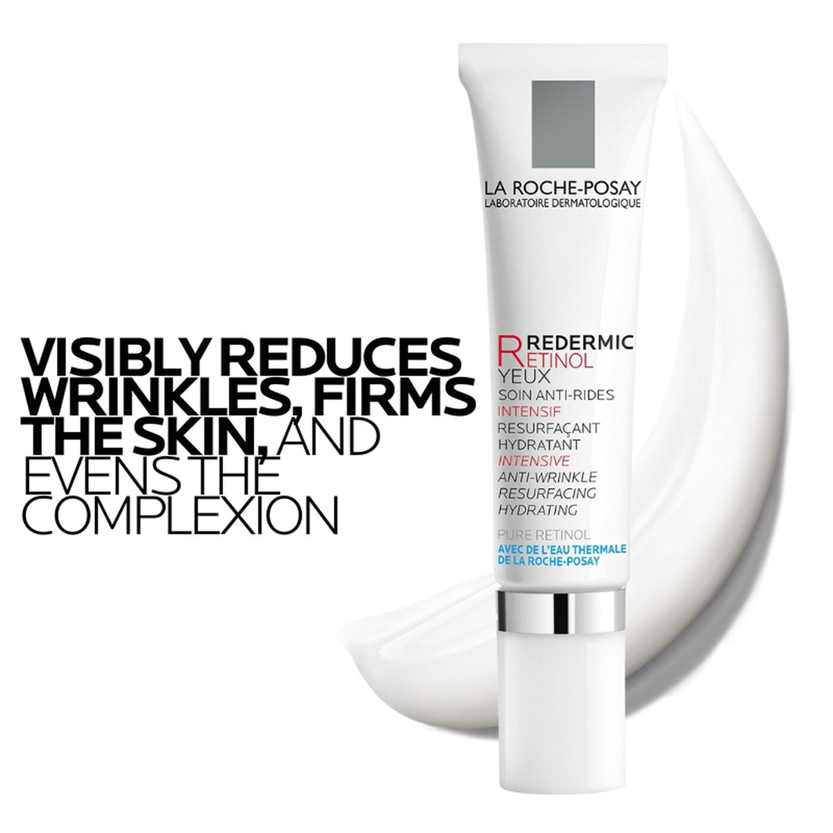Redermic R Retinol Eye Cream 15ml shown with usage information