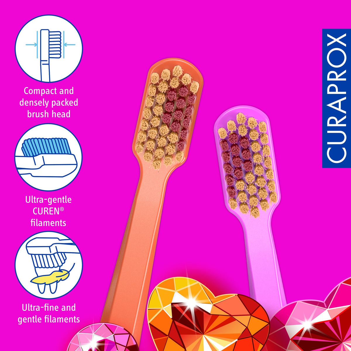 Curaprox CS 5460 Love Edition toothbrush held in one hand
